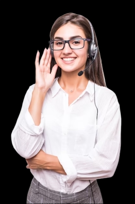 Pretty smiling woman in transperent glasses